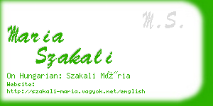 maria szakali business card